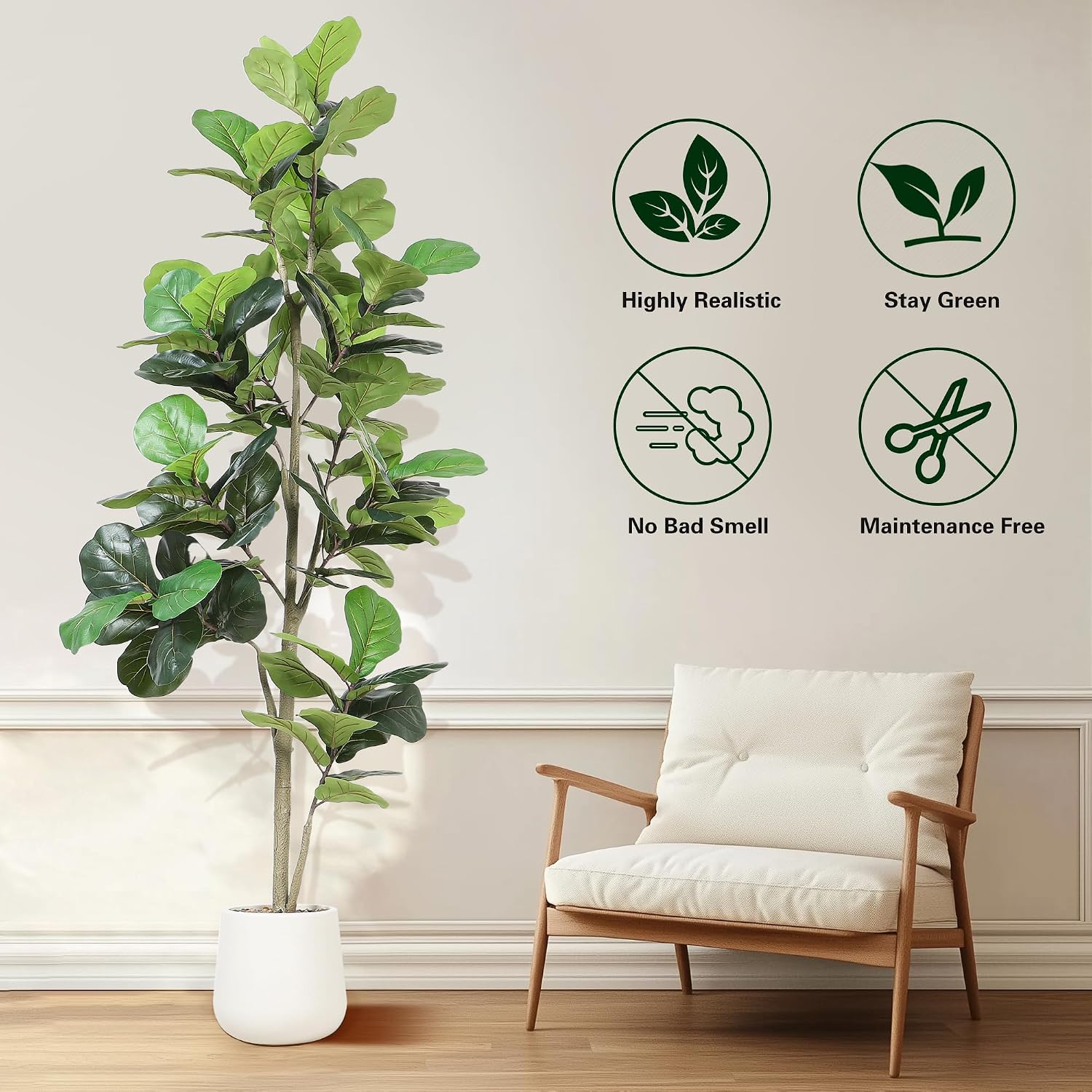 7ft Artificial Fiddle Leaf Tre - Ficus Lyrata Tree recension och pris