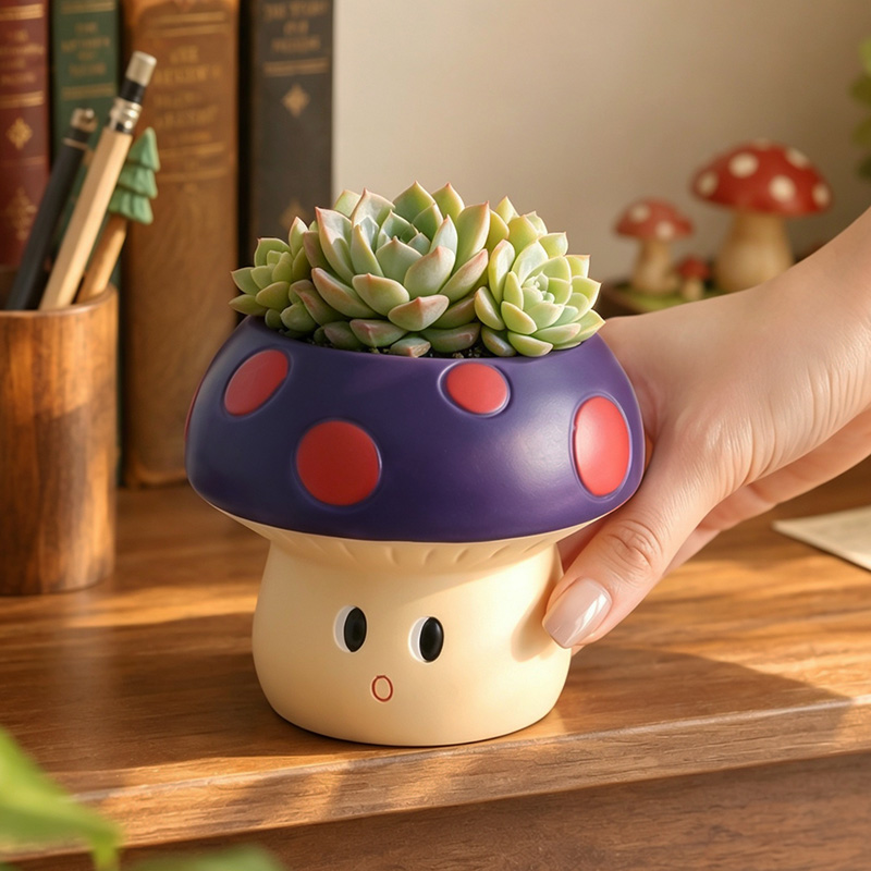 Cute Cartoon Mushroom Resin Su - Echeveria Succulent recension och pris