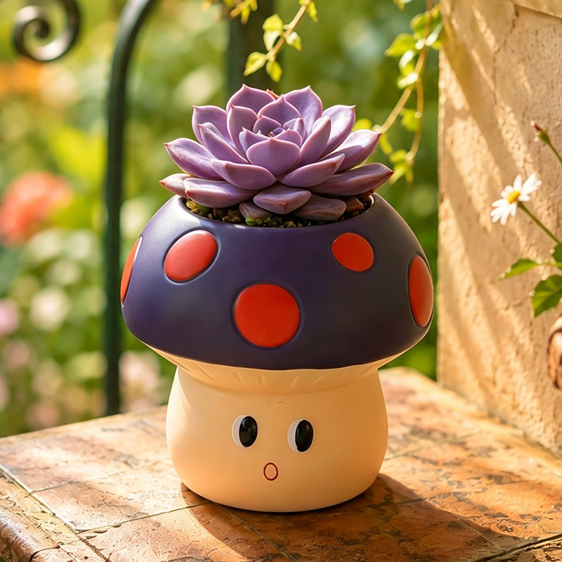 Cute Cartoon Mushroom Resin Su - Echeveria Succulent recension och pris